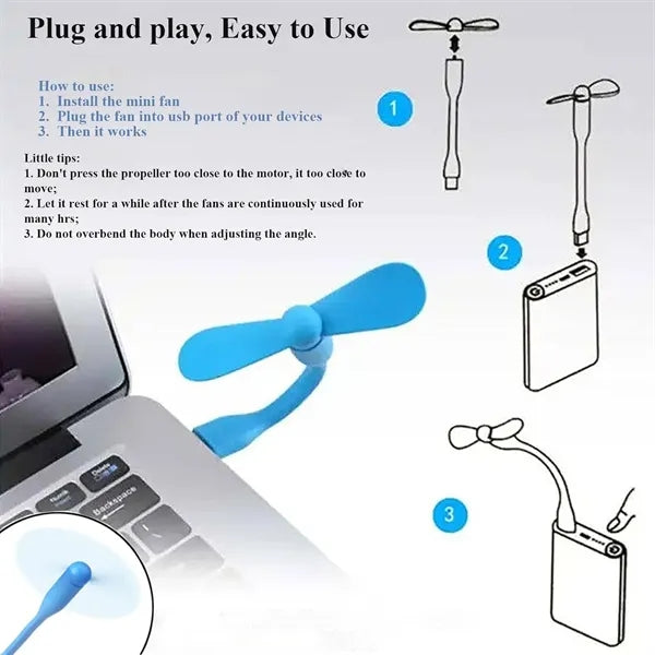 Portable USB Mini Fan Flexible for Laptop Power Bank