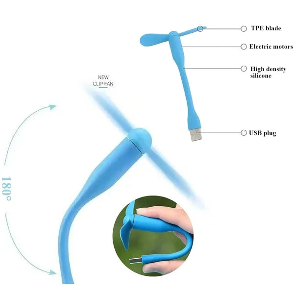 Portable USB Mini Fan Flexible for Laptop Power Bank