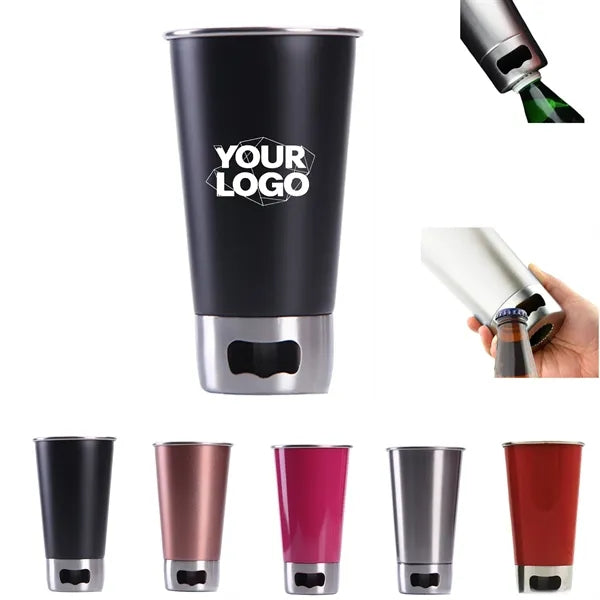 Stainless Steel Pint Cup With Bottle Opener