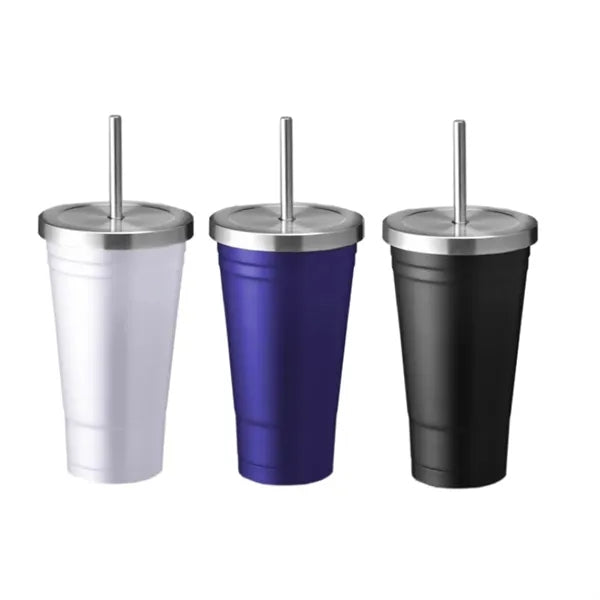 17 oz. Stainless Steel Tumbler with Straw & Lid