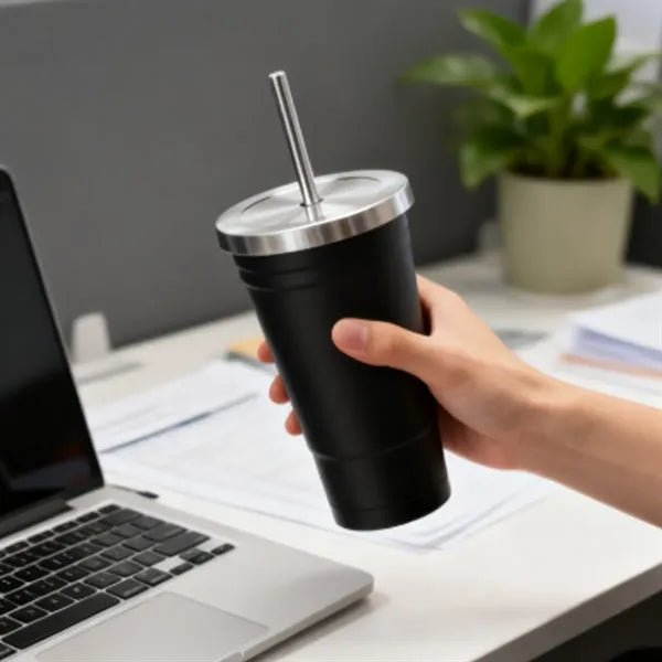 17 oz. Stainless Steel Tumbler with Straw & Lid