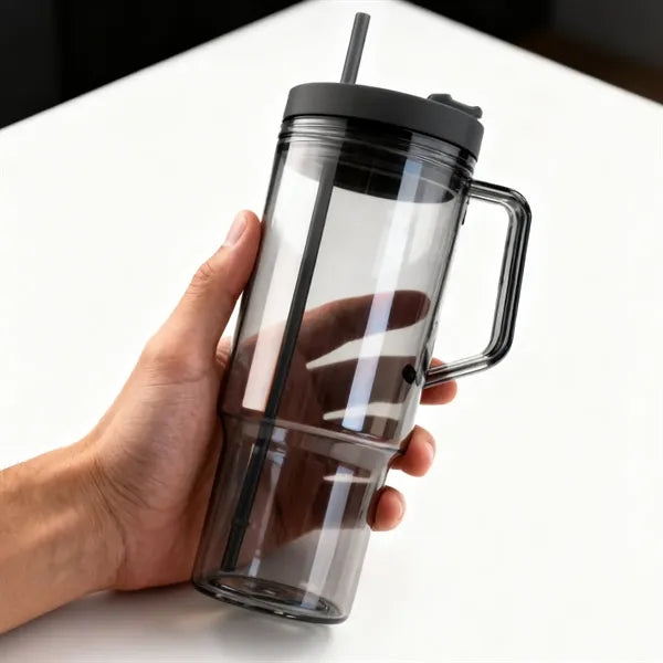 45 oz. Large Plastic Tumbler with Handle & Straw