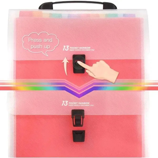 Portable Rainbow 13 Pocket Expanding File Folder