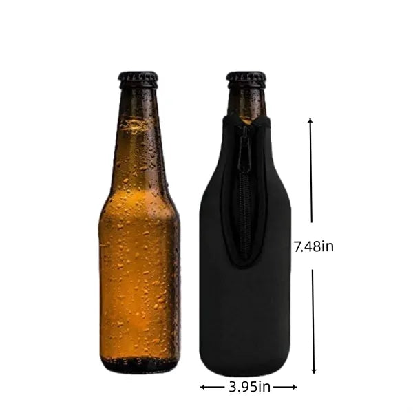 Neoprene Beer Insulated Bottle Sleeve With Zipper Opening