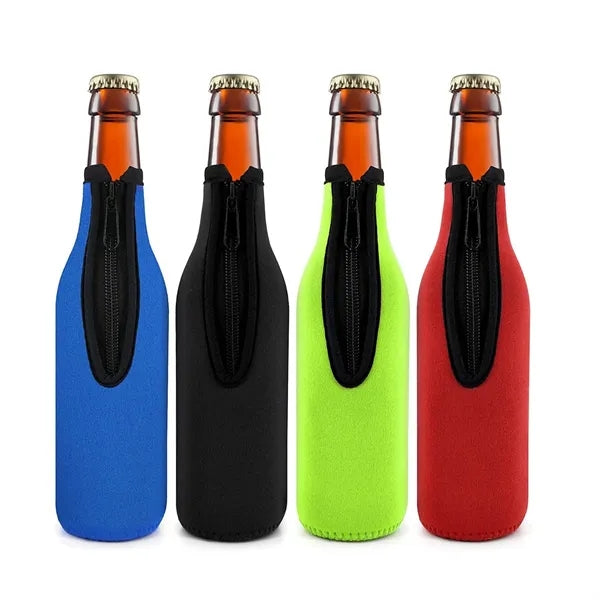 Neoprene Beer Insulated Bottle Sleeve With Zipper Opening