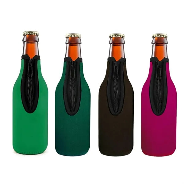 Neoprene Beer Insulated Bottle Sleeve With Zipper Opening