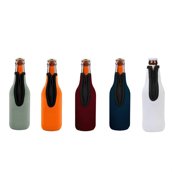 Neoprene Beer Insulated Bottle Sleeve With Zipper Opening
