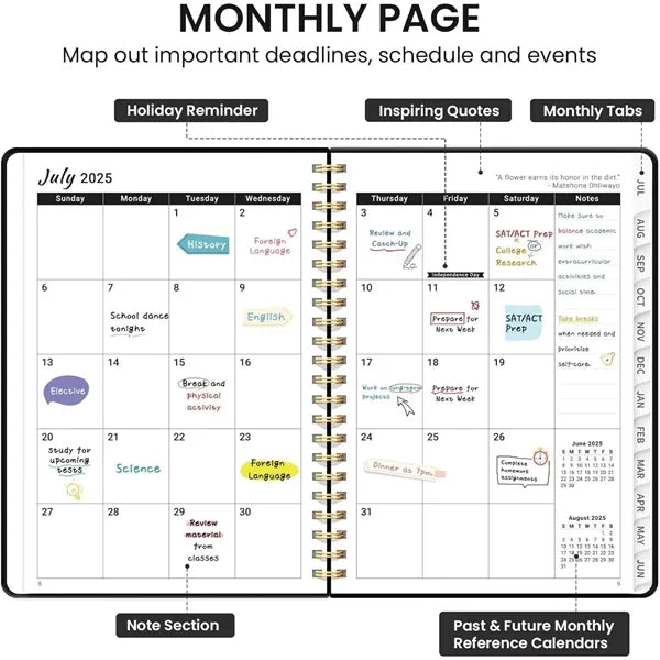 Weekly Monthly Planner Notebook w/Tabs