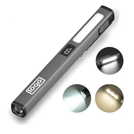 USB Rechargeable Pen Flashlight w/ Clip - Multi-Use Design