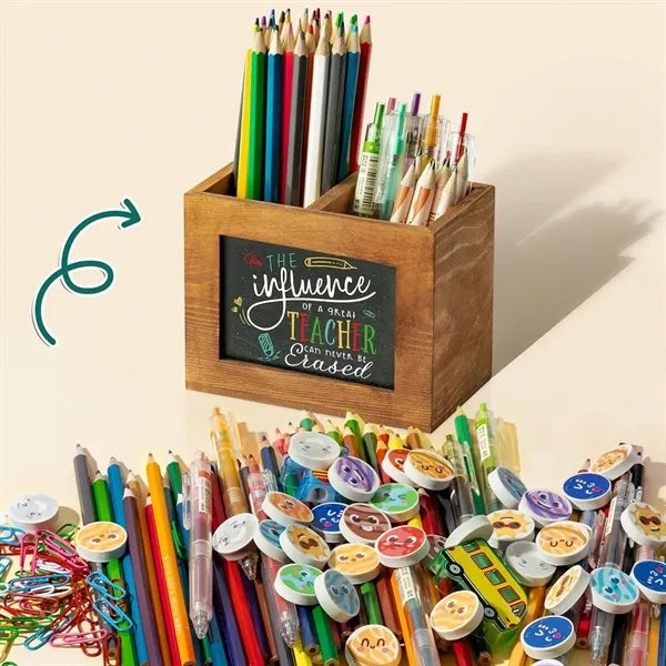 Writable Wooden Blackboard Pen Holder