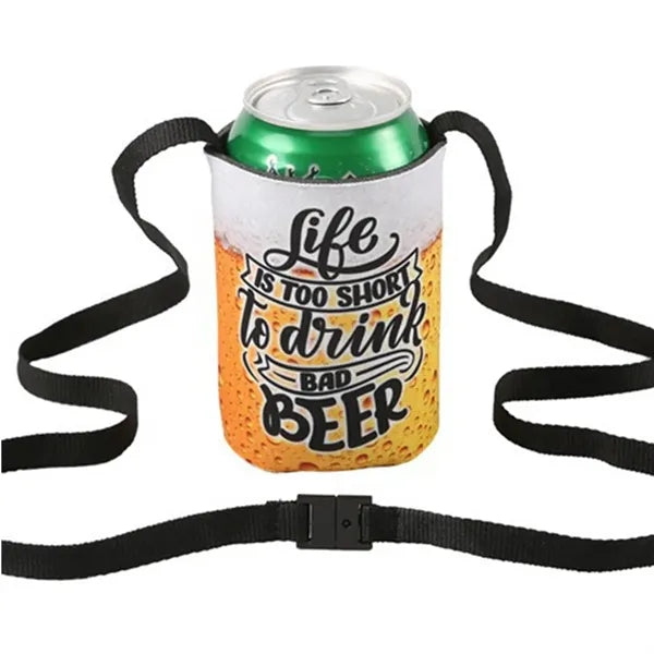 Neoprene Can Cooler Sleeve w/ Adjustable Strap