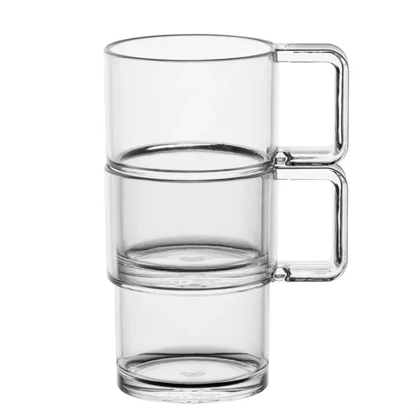 8oz Plastic Clear Stackable Cup w/Handle