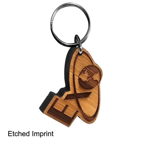 Laser Etched Bamboo Keychain