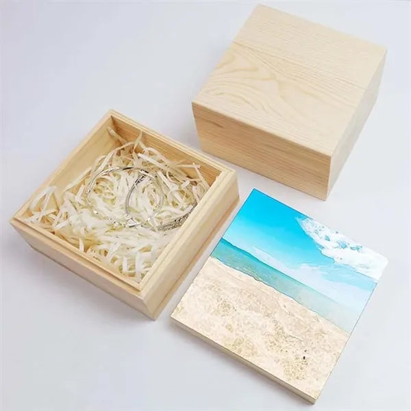Wooden gift box eco-friendly 3.94" x3.94" for crafts wedding