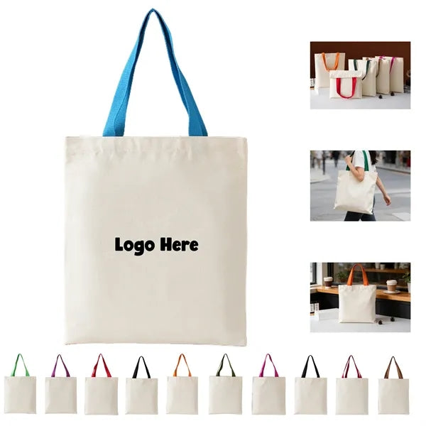 12oz Multi-Color Handheld Cotton Canvas Tote Bag