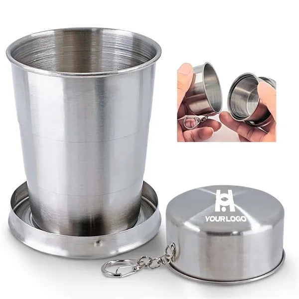 5 oz collapsible travel cup stainless steel with keychain