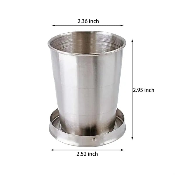 5 oz collapsible travel cup stainless steel with keychain