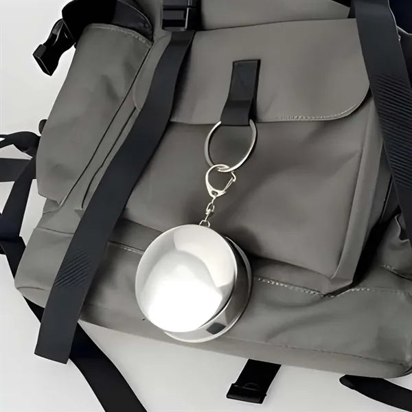 5 oz collapsible travel cup stainless steel with keychain
