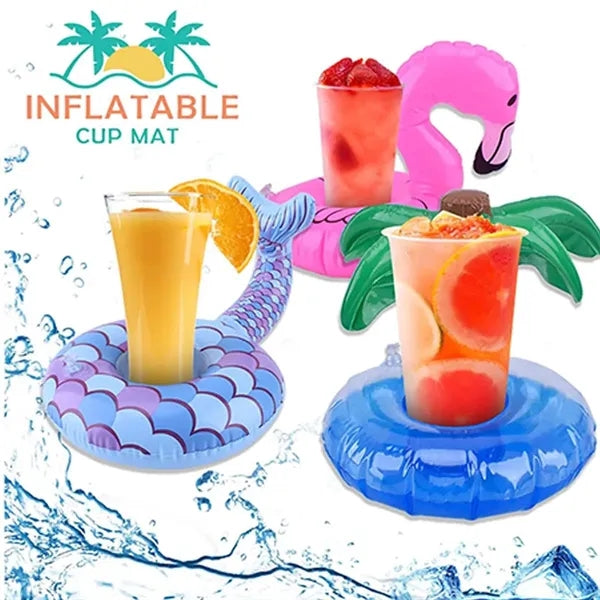 Inflatable floating drinking holder cup coaster for pool