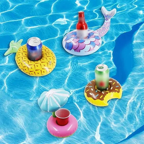 Inflatable floating drinking holder cup coaster for pool