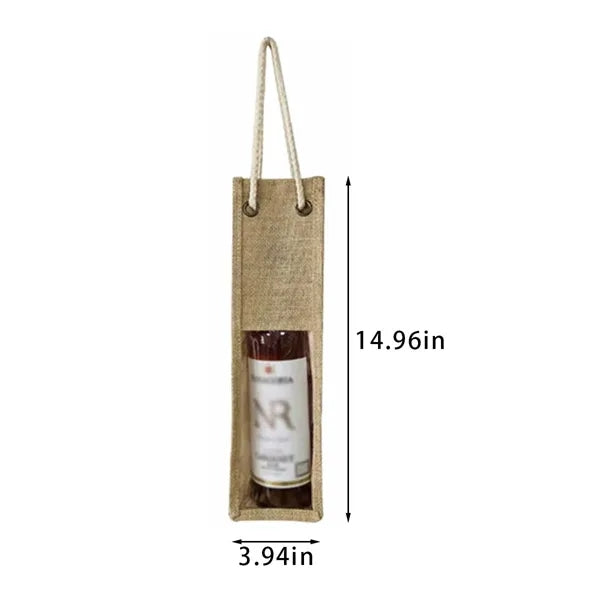 Portable single wine bag eco-friendly jute with handle