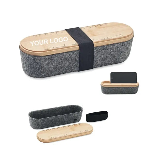 Recycled Felt Bamboo Pencil Case