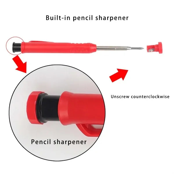 Long nosed carpenter pencil solid for construction scriber