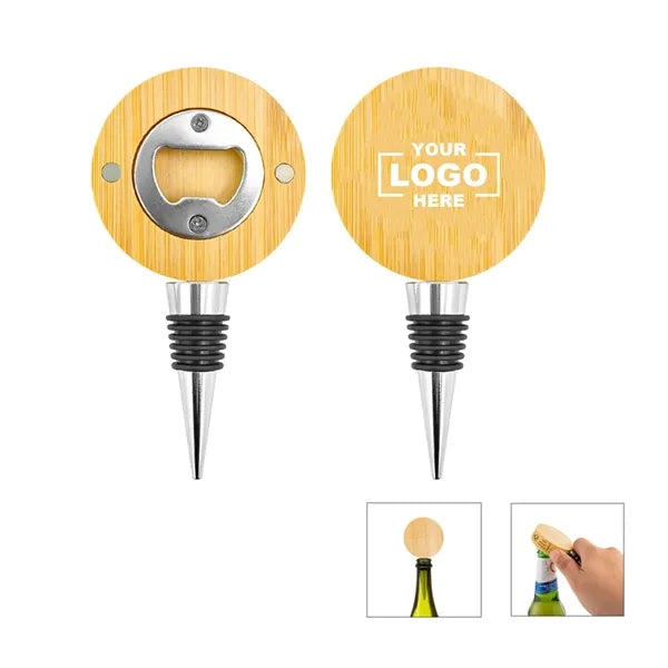 Magnetic Bamboo Wine Stopper with Bottle Opener