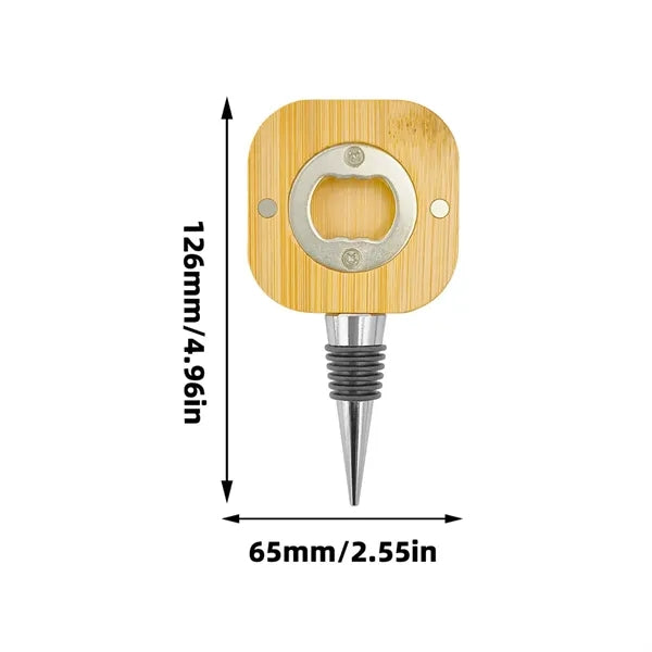 Magnetic Bamboo Wine Stopper with Bottle Opener