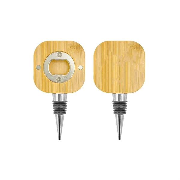 Magnetic Bamboo Wine Stopper with Bottle Opener