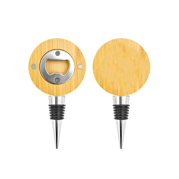 Magnetic Bamboo Wine Stopper with Bottle Opener