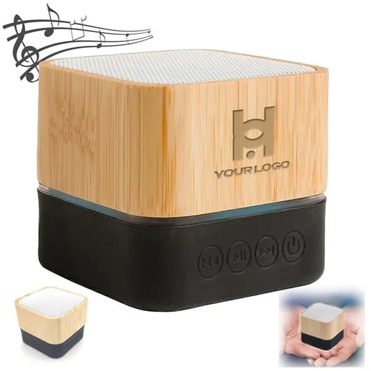 Portable Blutetooth speaker with bamboo shell colorful light