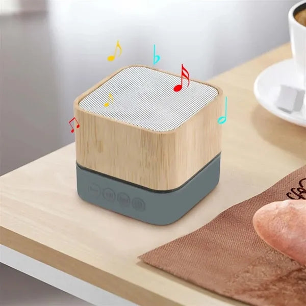 Portable Blutetooth speaker with bamboo shell colorful light