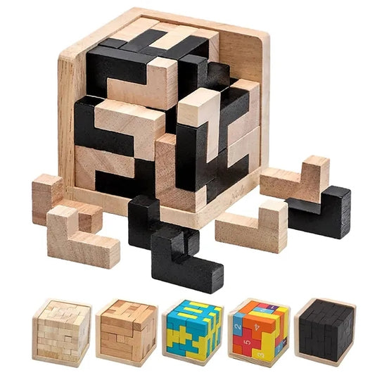 54pcs Fun Wooden Square Building Block Puzzle Toy