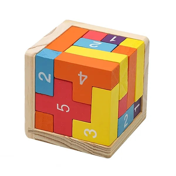 54pcs Fun Wooden Square Building Block Puzzle Toy