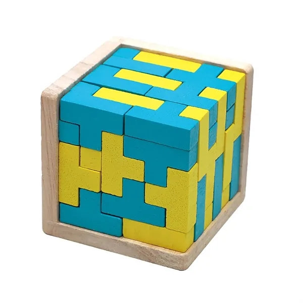 54pcs Fun Wooden Square Building Block Puzzle Toy