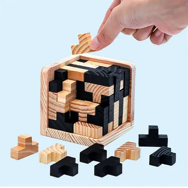 54pcs Fun Wooden Square Building Block Puzzle Toy