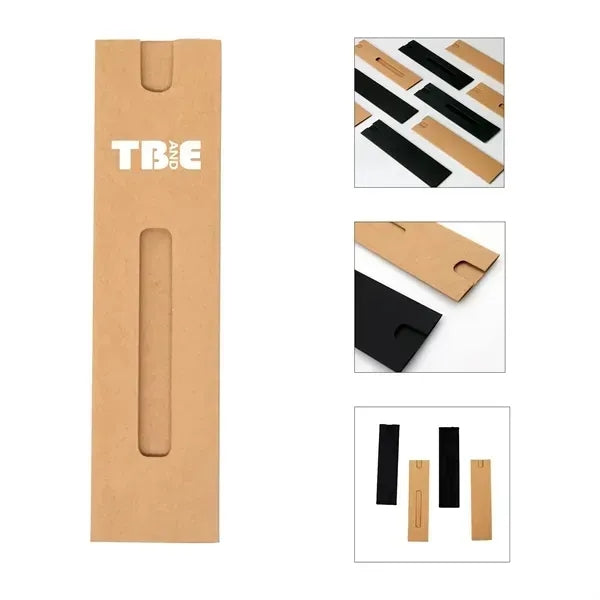 6.1"x1.6" Kraft Paper Pen Sleeves Pouch W/ Printed Ruler