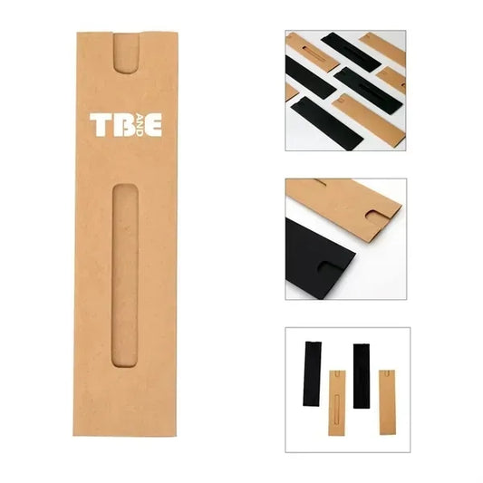6.1"x1.6" Kraft Paper Pen Sleeves Pouch W/ Printed Ruler