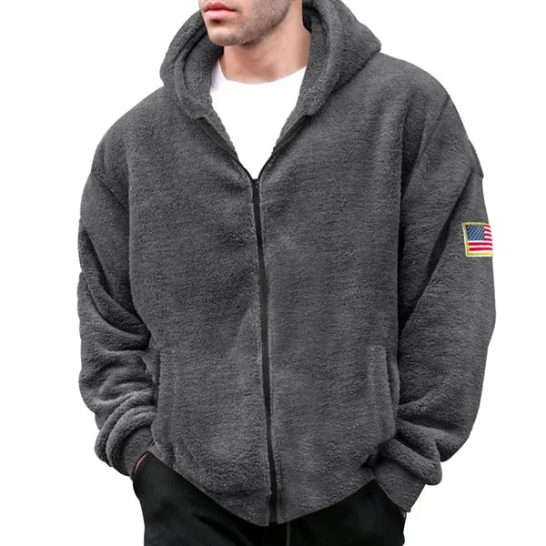 Men's Warm Zip Up Sherpa Fleece Thick Hooded Winter Jacket
