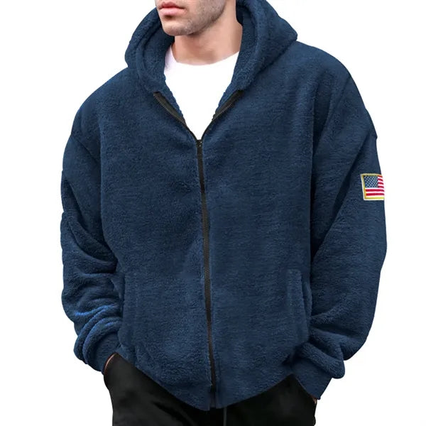 Men's Warm Zip Up Sherpa Fleece Thick Hooded Winter Jacket