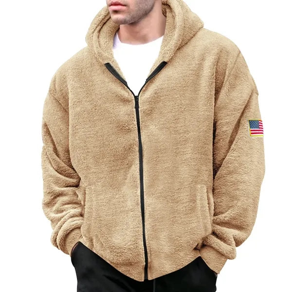 Men's Warm Zip Up Sherpa Fleece Thick Hooded Winter Jacket