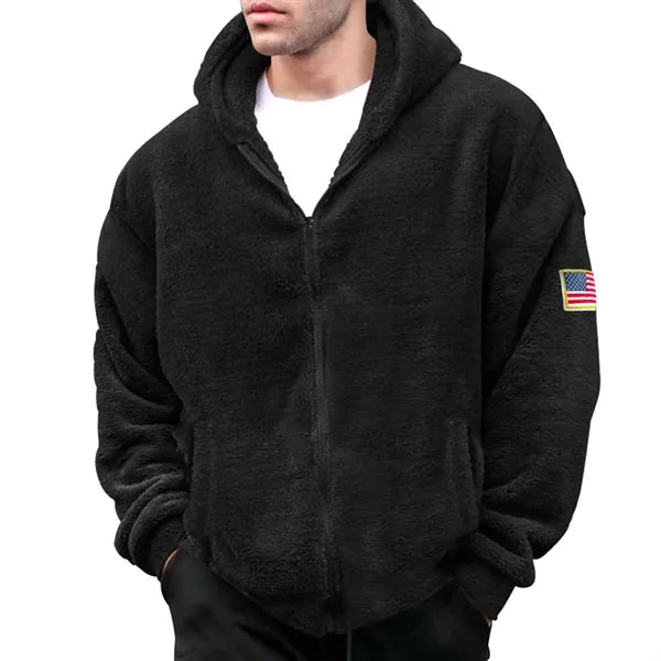 Men's Warm Zip Up Sherpa Fleece Thick Hooded Winter Jacket