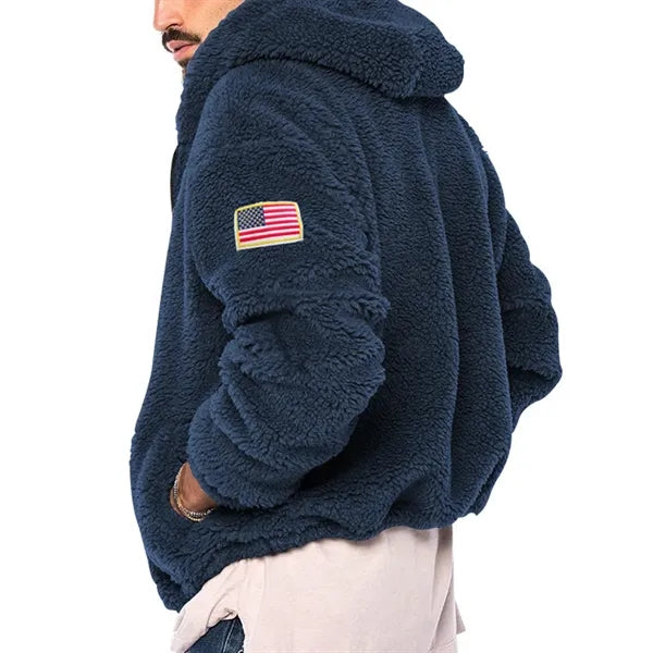 Men's Warm Zip Up Sherpa Fleece Thick Hooded Winter Jacket