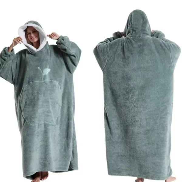 Oversized Long Wearable Sherpa Flannel Fleece Lazy Blanket
