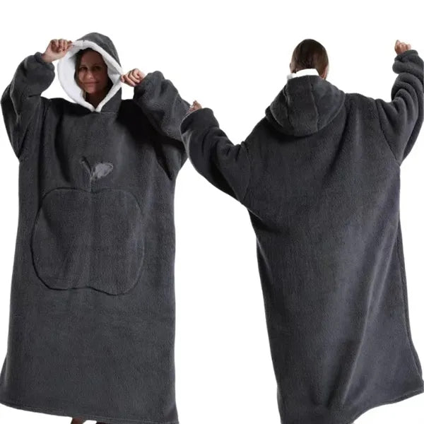 Oversized Long Wearable Sherpa Flannel Fleece Lazy Blanket