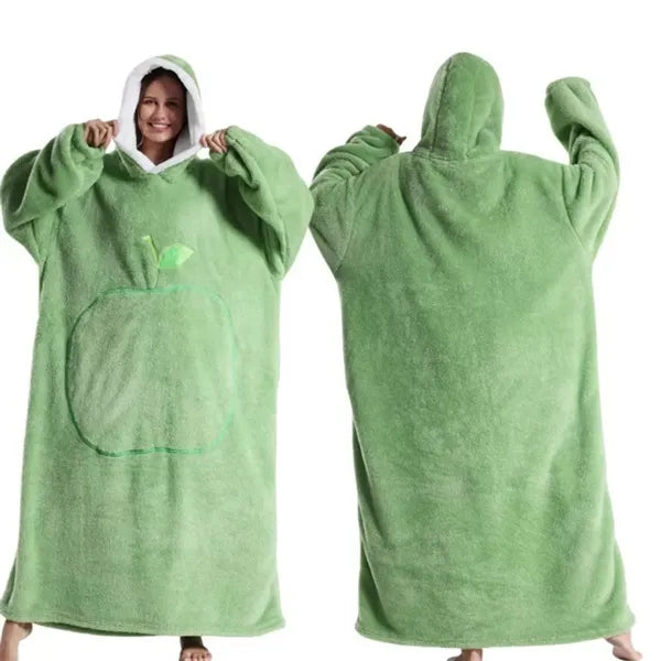 Oversized Long Wearable Sherpa Flannel Fleece Lazy Blanket