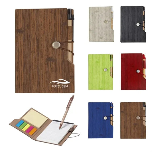 Notebook with Sticky Notes and Pen