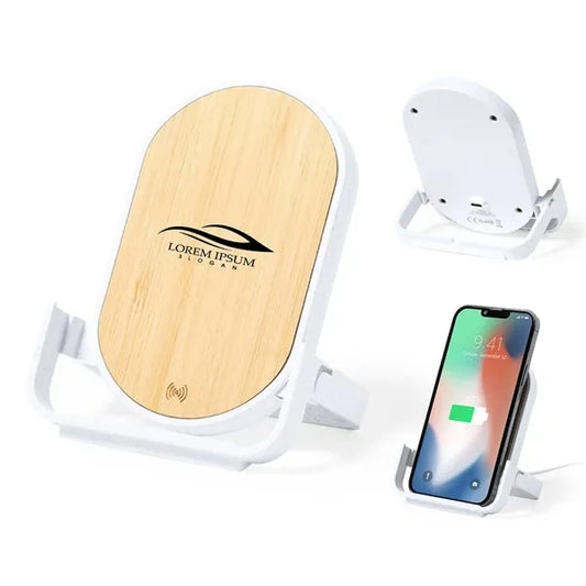 10W Wireless Bamboo Charger With Phone Stand