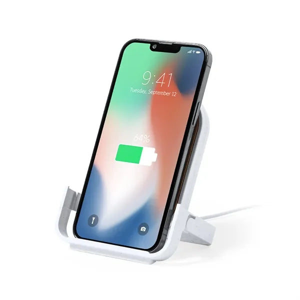 10W Wireless Bamboo Charger With Phone Stand